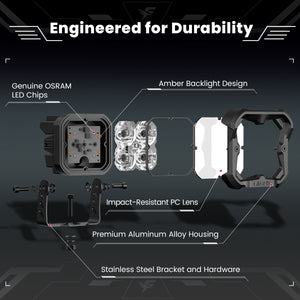 lasfit White 3 inch spot beam pod light engineered for durability