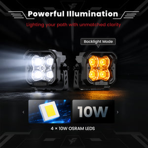 lasfit White 3 inch spot beam pod light powerful illumination