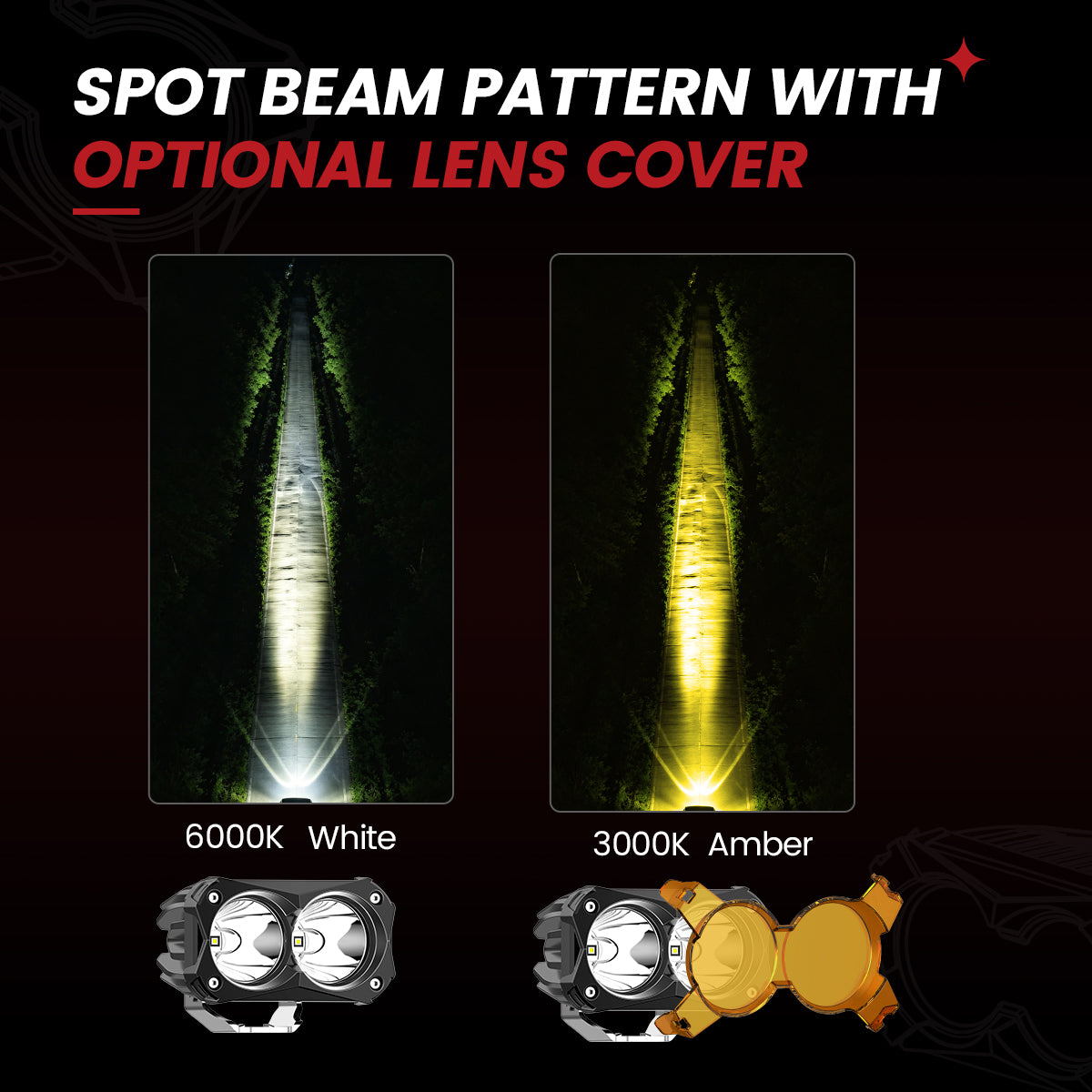 lasfit White 4.8 inch spot beam pod light beam pattern