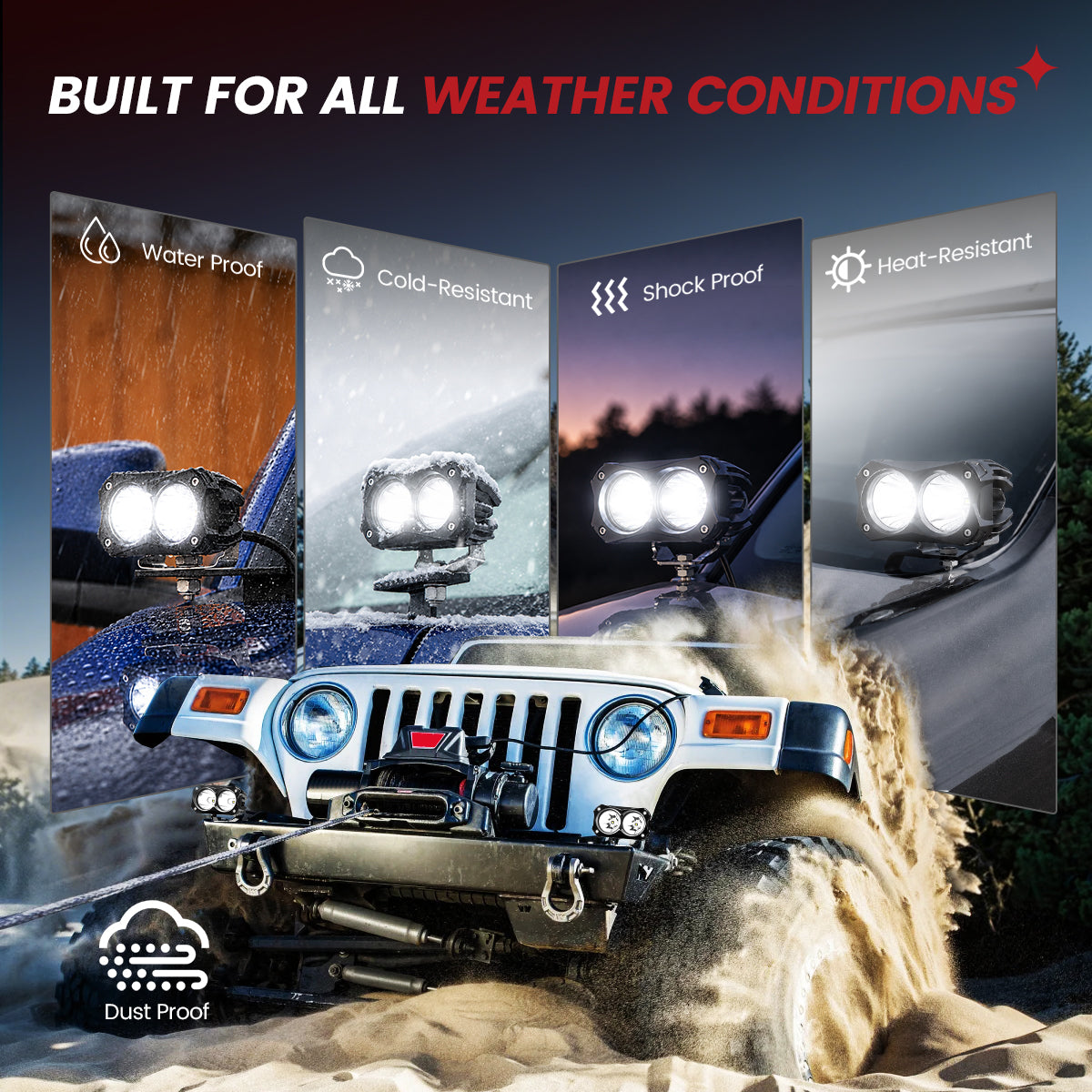 lasfit White 4.8 inch spot beam pod light built for all weather condition