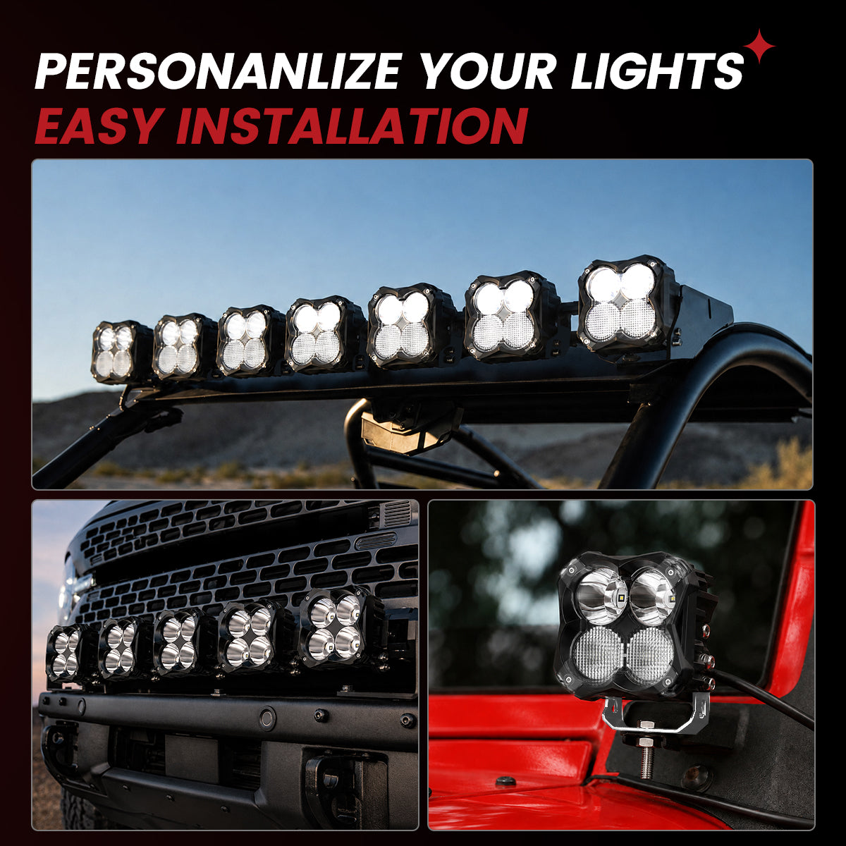 lasfit White 5 inch combo beam pod light recommended mount location