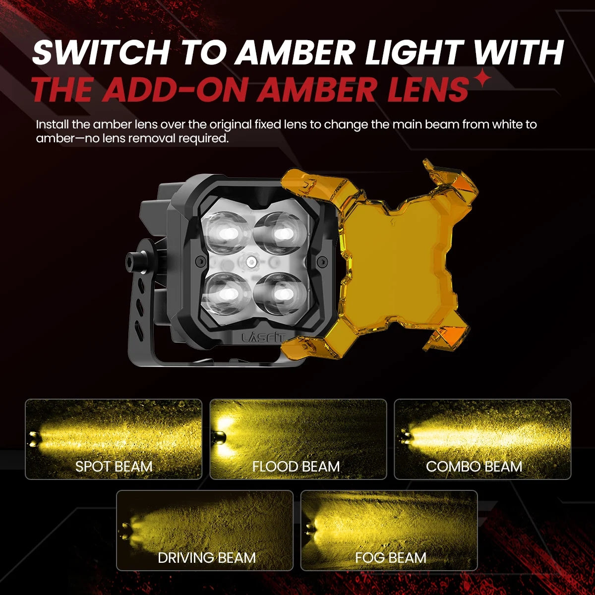 Lasfit Falcon Series 3 inch LED pod lights with optional amber covers