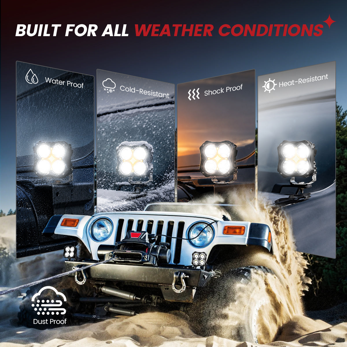 lasfit white 5 inch spot beam pod light built for all weather condition