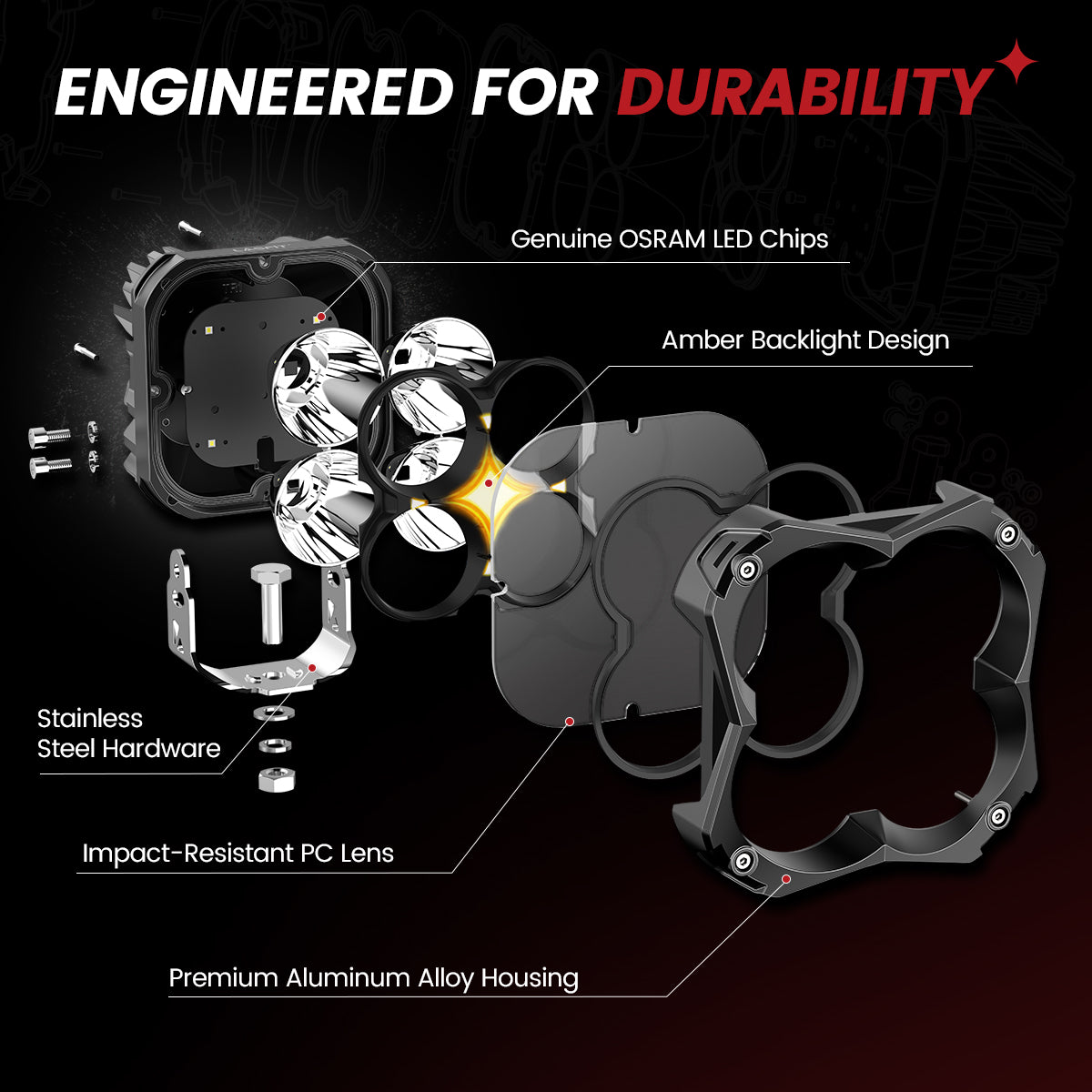 lasfit white 5 inch spot beam pod light engineered for durability