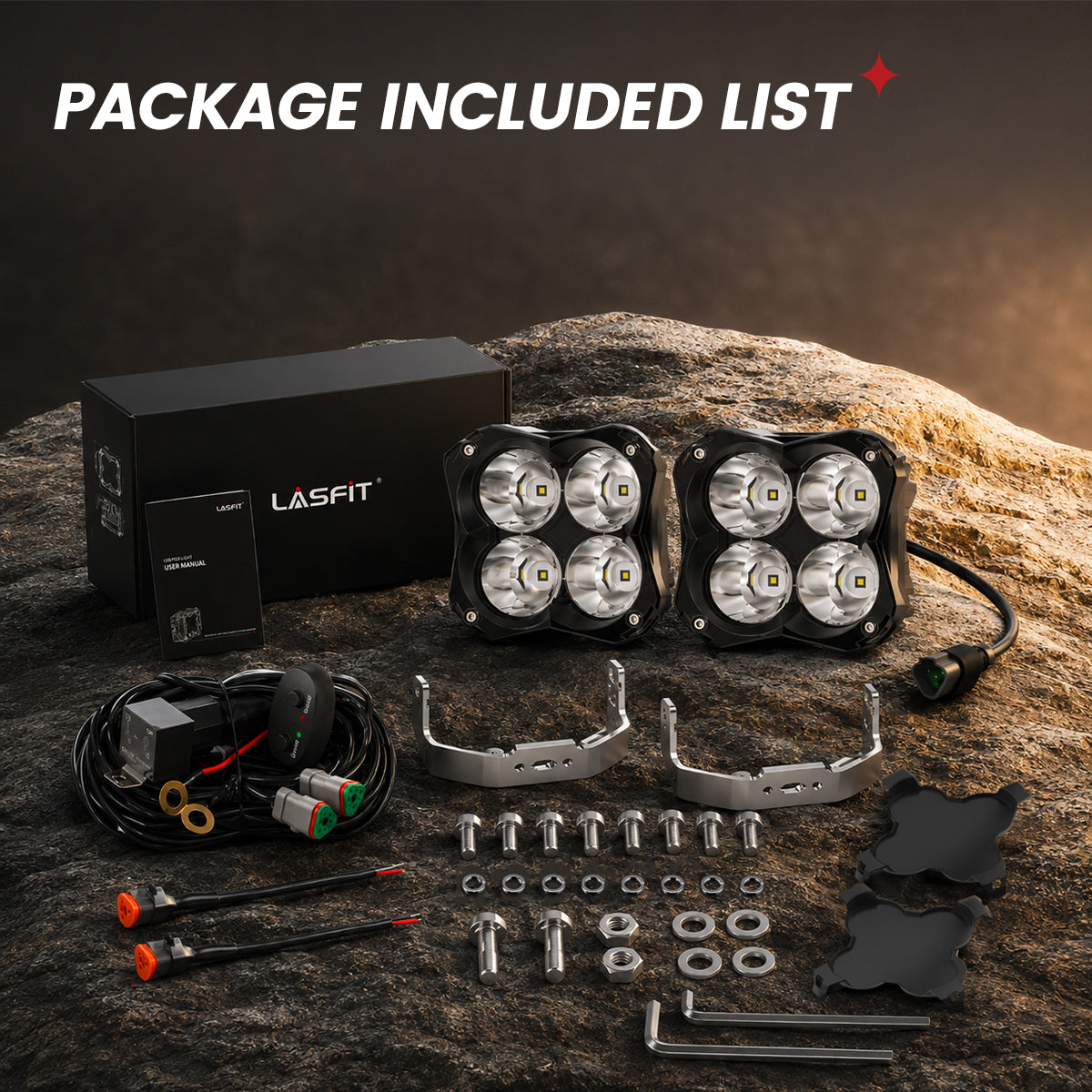 lasfit white 5 inch spot beam pod light full package