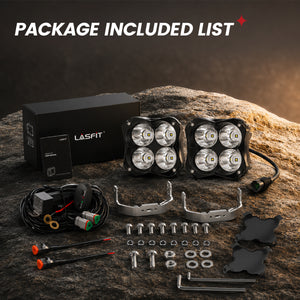 lasfit white 5 inch spot beam pod light full package