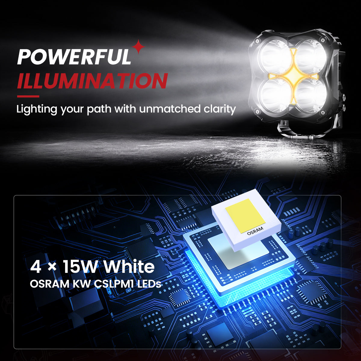 lasfit white 5 inch spot beam pod light powerful illumination
