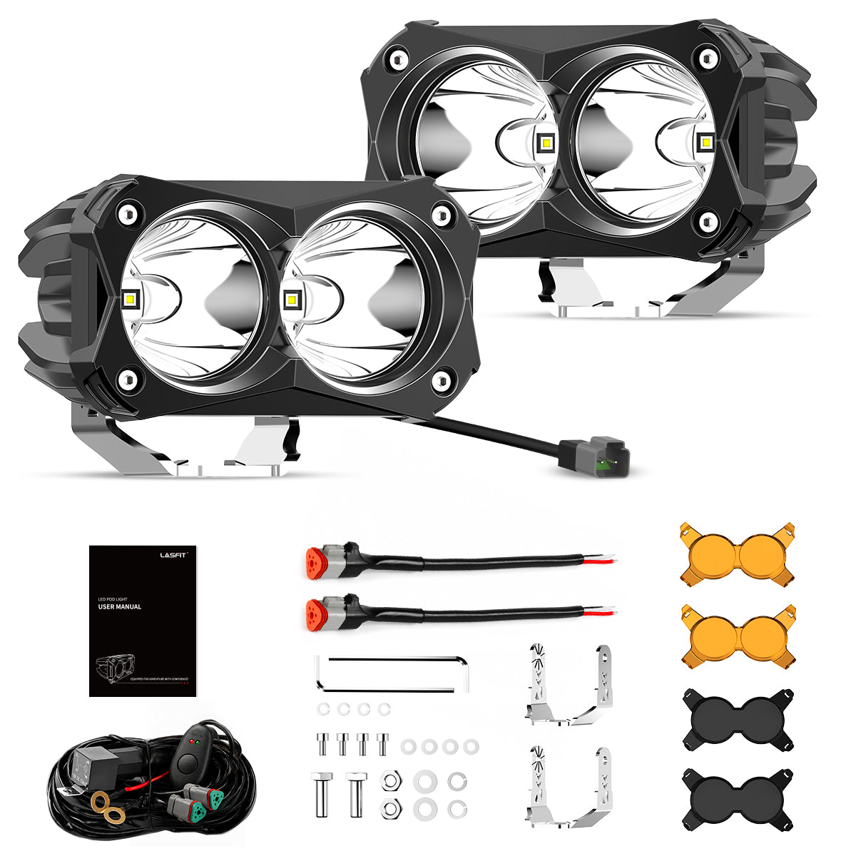 lasfit whole package 4.8" amber led spot pod lights