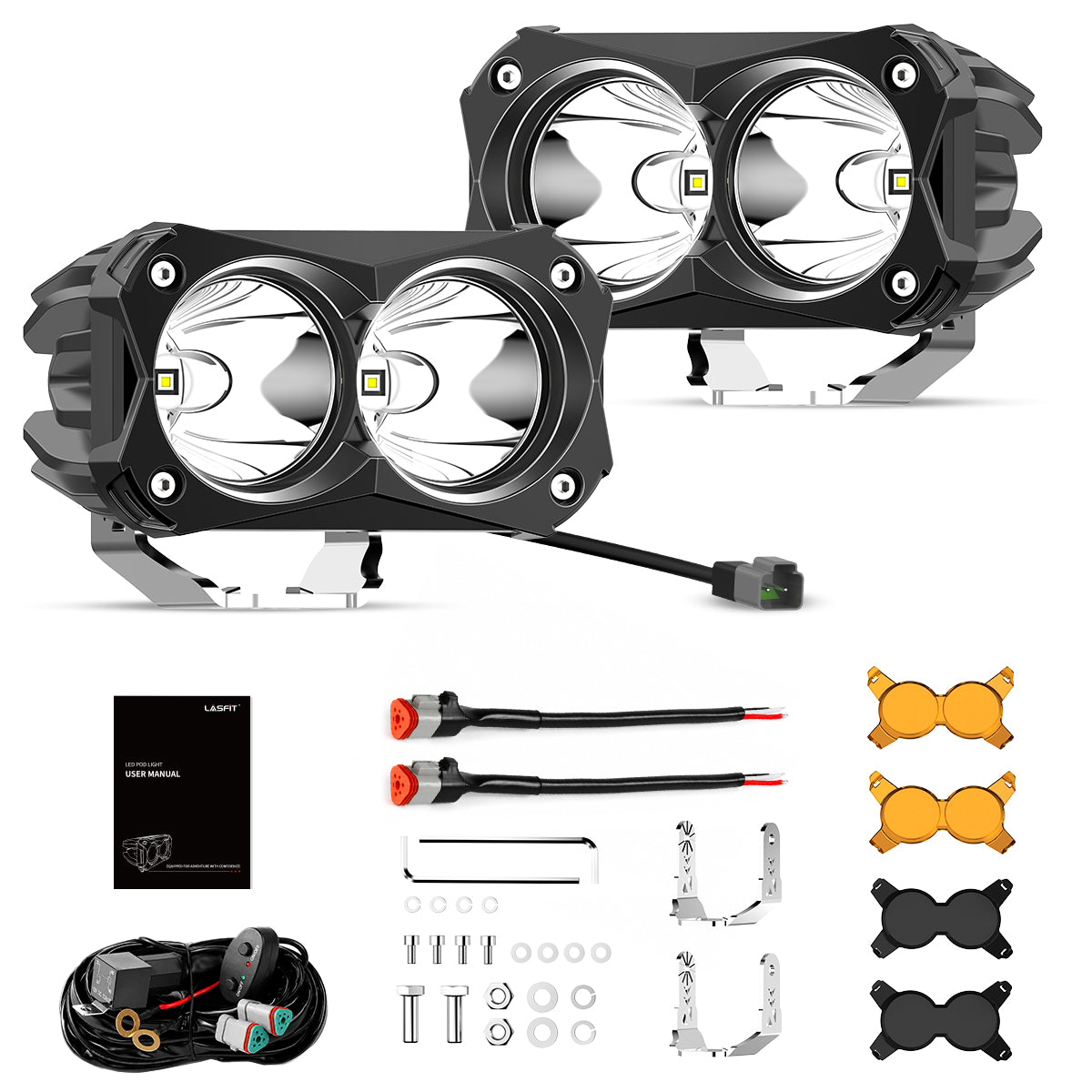 lasfit whole package 4.8" amber led spot pod lights