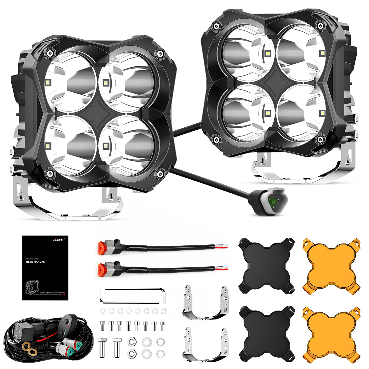 lasfit whole package 5" amber led spot pod lights