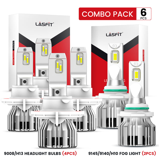 4pcs lcplus h13 led bulbs& 2pcs h10 led bulbs