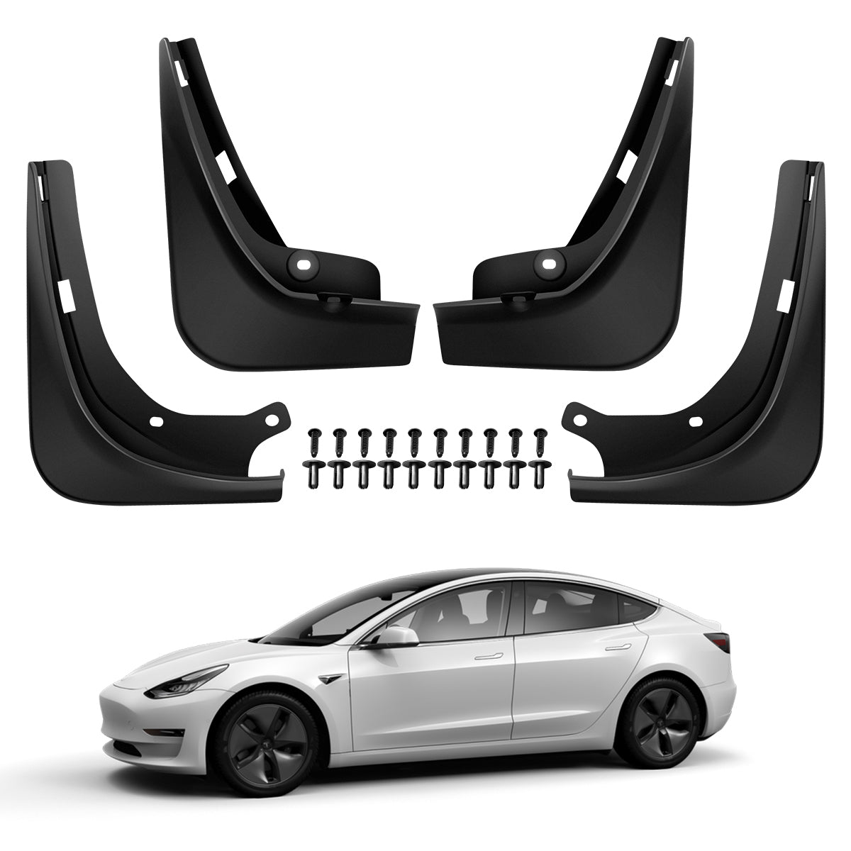 Lasfit Mud Flaps for Tesla Model 3 2017-2023 No Drilling Required Splash Guards Matte Fender Upgraded PP Material Accessories Fit 5 Seater Car - Set