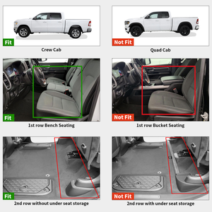 Fit for 2019-2024 Ram 1500 1st & 2nd Floor Mats, Only Fit Carpet Floor, Don't Fit Classic Model