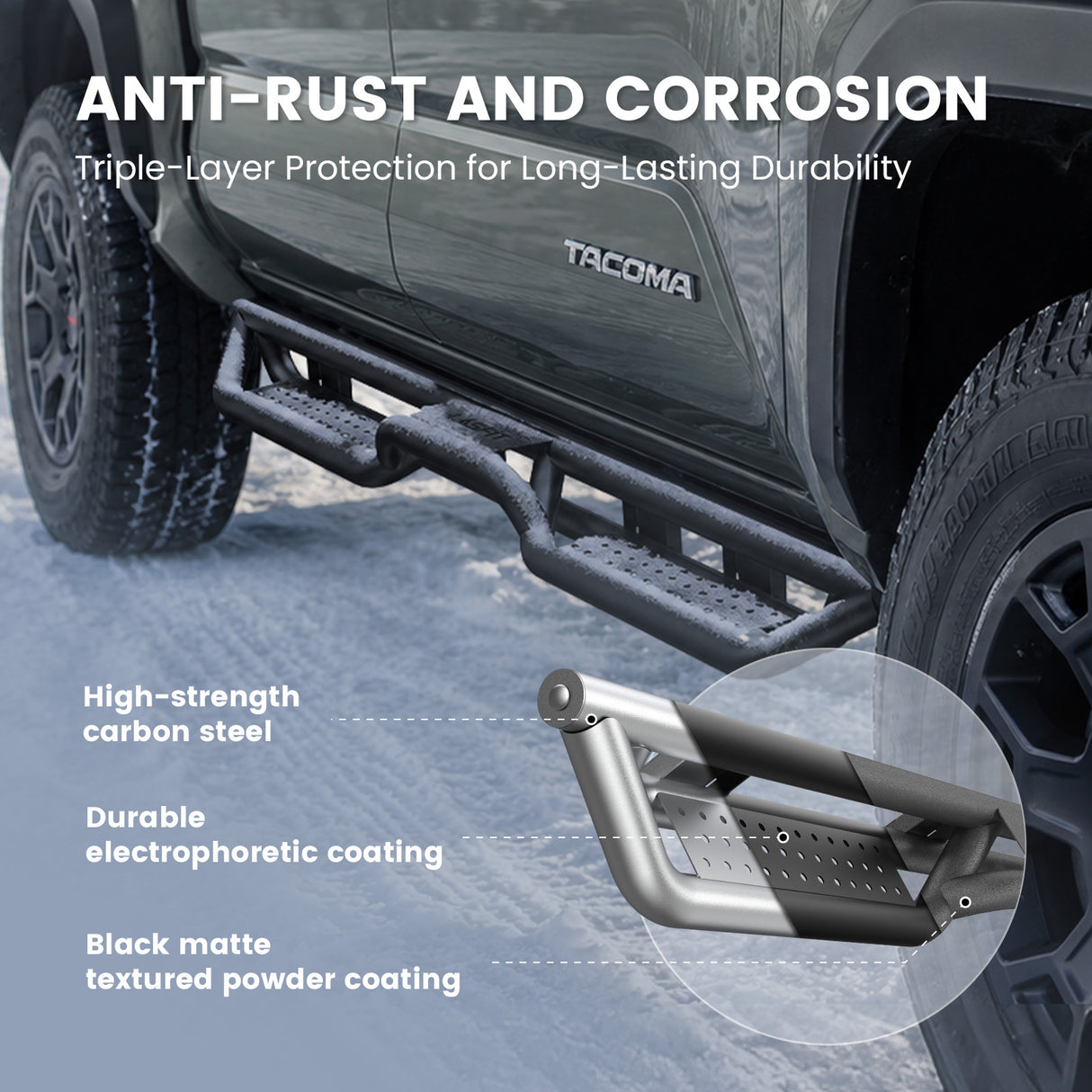 Fit for 2024-2026 Toyota Tacoma Running Boards Side Steps, Fit Double Cab ONLY