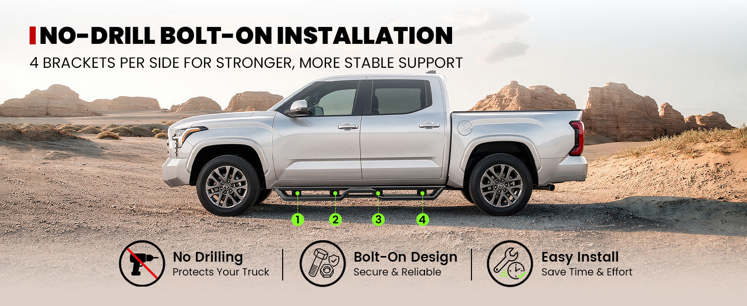 Lasfit Running Boards for 2022–2026 Toyota Tundra