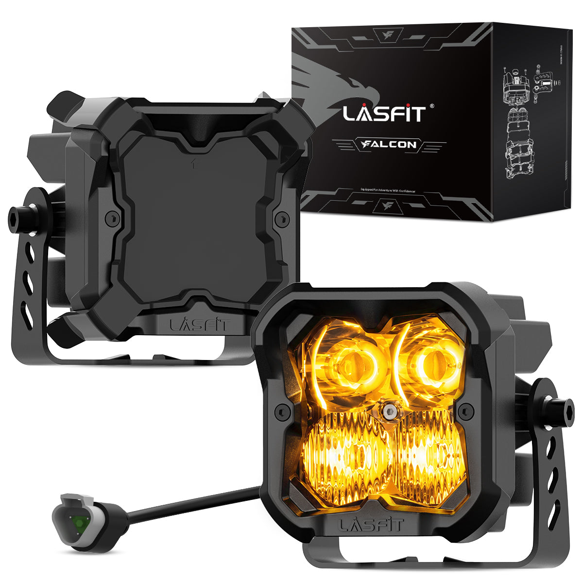 white combo beam 3 inch led pod light package