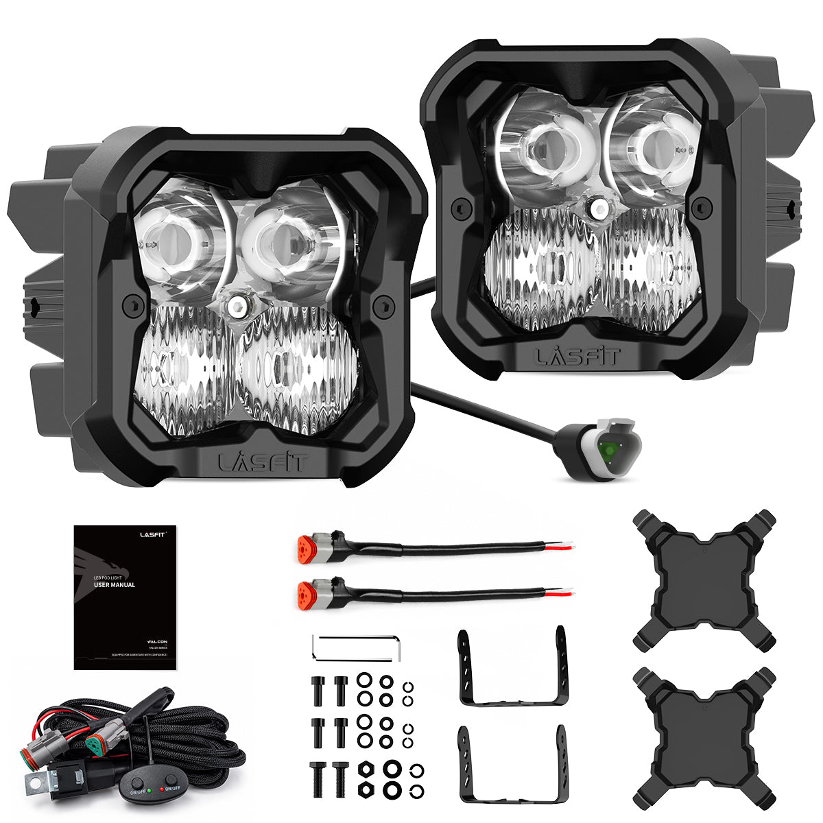 white combo beam 3 inch off road led pod lighting
