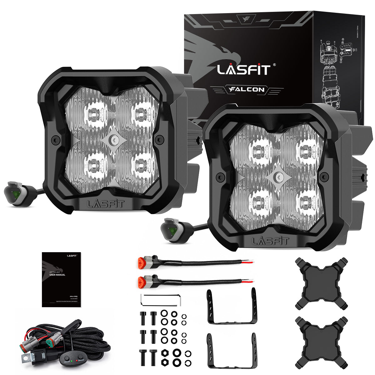 white drive beam 3 inch led pod light package
