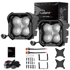 white flood beam 3 inch led pod light package