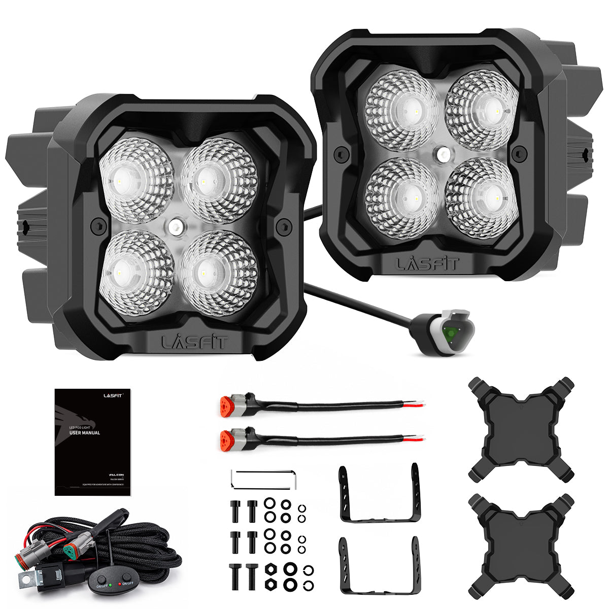 white flood beam 3 inch off road led pod lighting