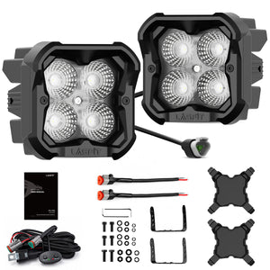 white flood beam 3 inch off road led pod lighting