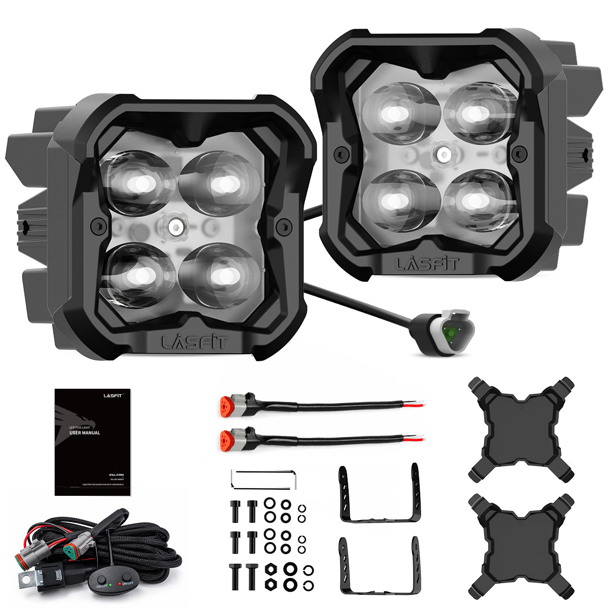 white fog beam 3 inch off road led pod lighting