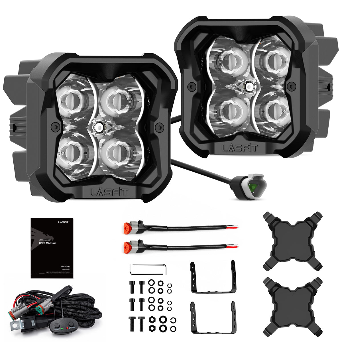 white spot beam 3 inch led pod light package