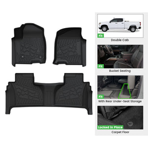 Fit for 2019-2026 GMC Sierra & Sierra Denali 1500 Floor Mats, Fit Carpet Floor Only, Not Fit 2019 Sierra LD