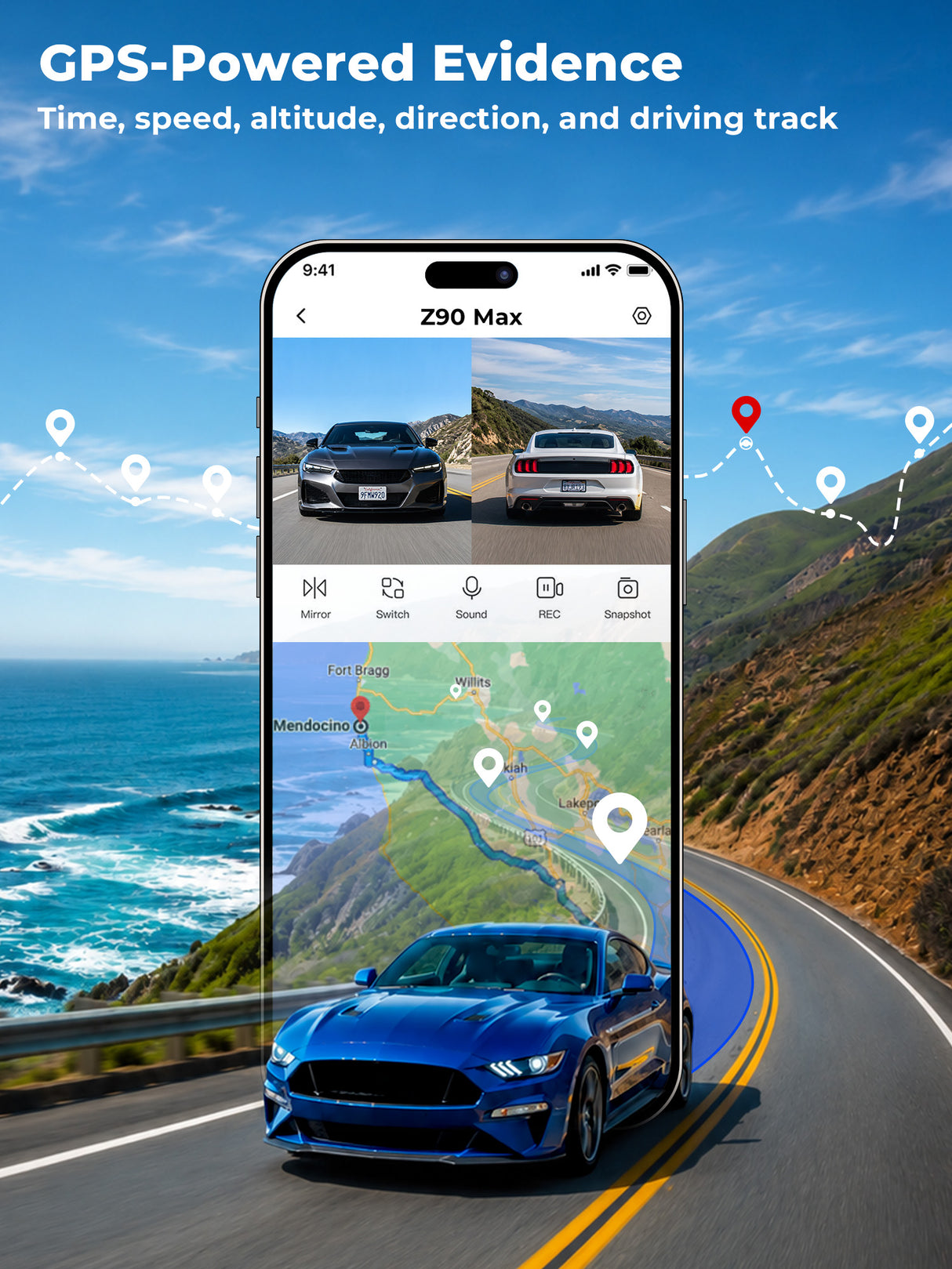 Z90 Max 2CH by DDPAI 4K+2K Front and Rear Dash Cam GPS-Powered Evidence
