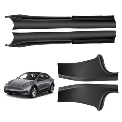 For Tesla Model Y 2020-2023 Door Sill Protector Matte TPE & ABS Front and Rear Door Entry Guard Decoration Scuff Plate Accessories, Don't fit 7 Seats