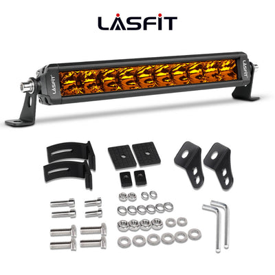 Lasfit 12" Off-Road LED Amber Light Bar With Slim Single Row Combo Flood Spot Design | Bumper Grille Mount