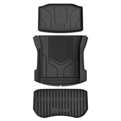 Tesla Model 3 2022-2023 Floor Mats TPE Material 1st & 2nd & Cargo Custom All Weather Guard Interior Liners