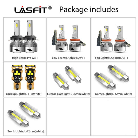 Lasfit combo package led bulbs for 2007-2009 Ford Fusion  