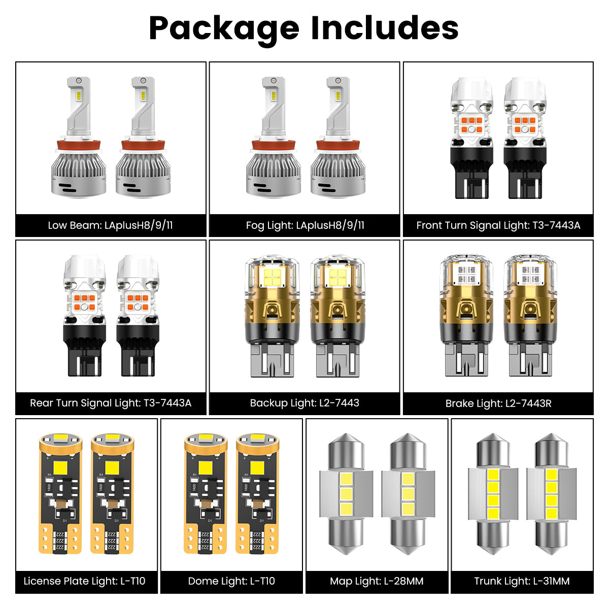 Lasfit combo package led bulbs for 2014-2016 Mazda 3 Hatchback Sport  