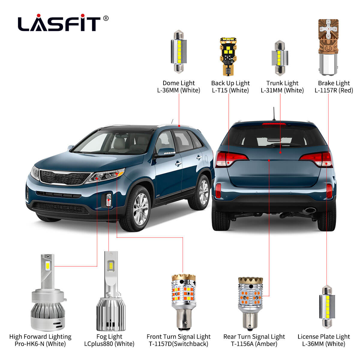 2014 2018 Kia Sorento LED Bulbs Replacement Lasfit