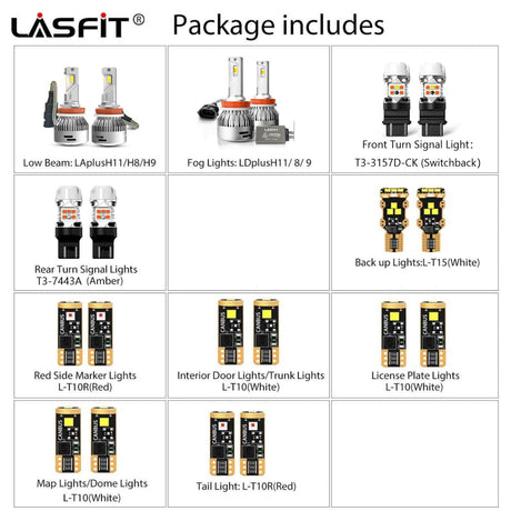 combo package led bulbs fit for 2015-2020 Toyota Sienna with 3157 front turn signal bulbs