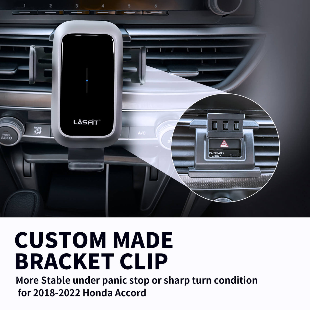 [AC Version] Wireless Car Charger Phone Holder 15W Qi Fast Charging Dash Windshield Air Vent Mount