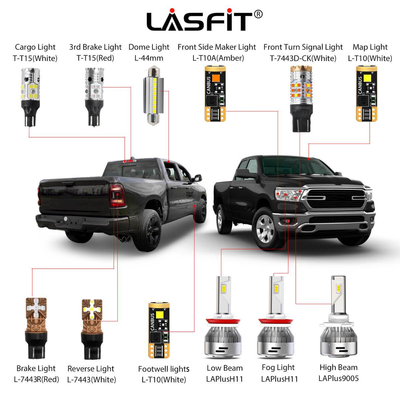 2019 2020 Ram 1500 LED Bulbs H11 9005 Exterior / Interior Lights