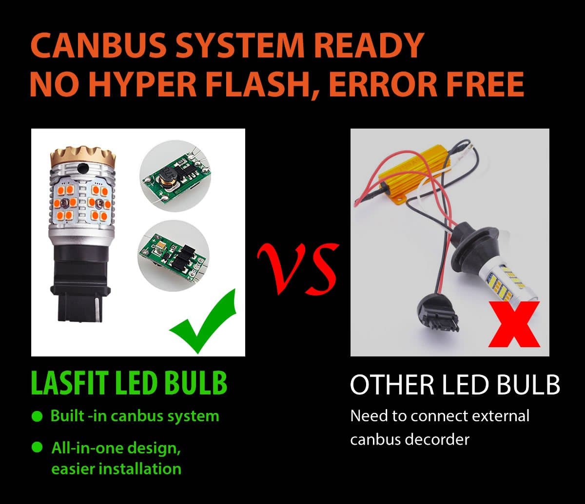 CANBUS Anti Hyper Flash 3156 3056 LED Turn Signal Lights