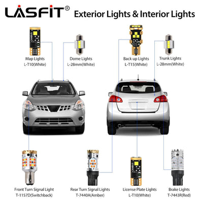 2014-2015 Nissan Rogue Select LED Bulbs H11 9005 Exterior Interior Lights