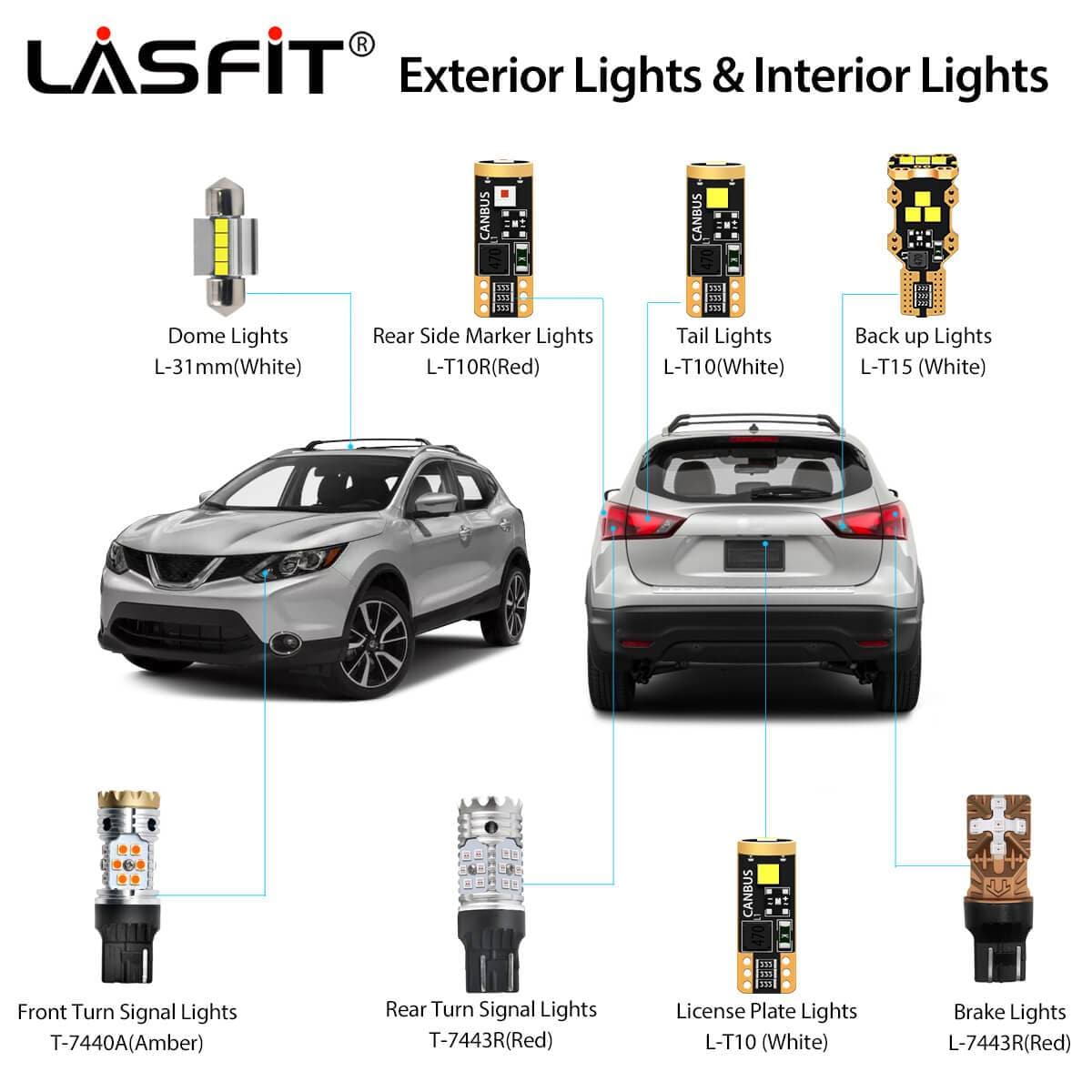 Lasfit 2017 2019 Nissan Rogue Led Bulbs