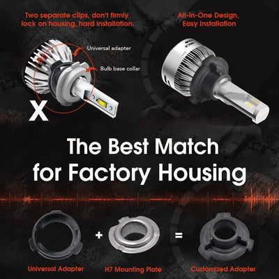 Custom H7 LED Bulbs fit VW Polo MK5 Touran Plug and Play Pro-VW8 | 2 Bulbs