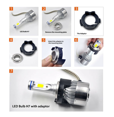 TK107 2x H7 LED Bulb Holder Adapter Retainer for Hyundai Kia