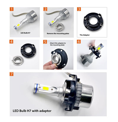 TK117 2x H7 LED Bulb Holder Adapter Retainer for Hyundai Kia