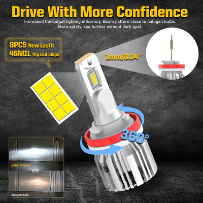 2014-2019 Ford Fiesta LED Bulbs H11 Interior Exterior Light Plug and Play