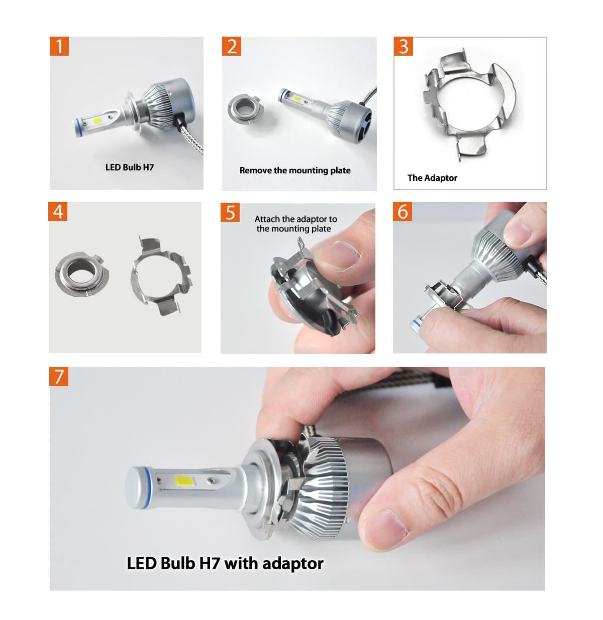 TK001 2x H7 LED Bulb Holder Adapter Retainer Fit for Mercedes-Benz Volkswagen