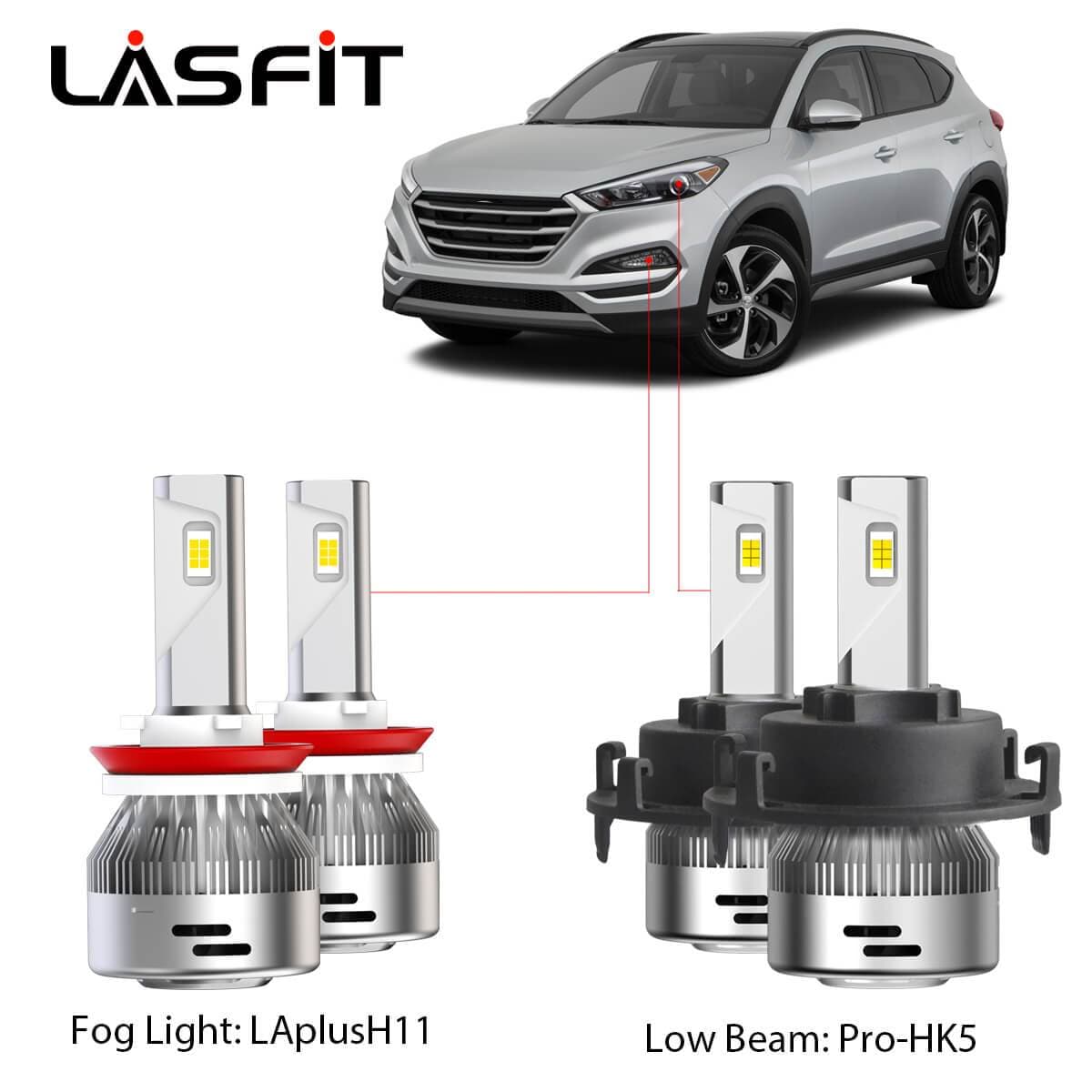 Vedligeholdelse væsentligt Øjeblik Hyundai Tucson Custom H7 LED bulbs w/retainer adapters｜LASFIT