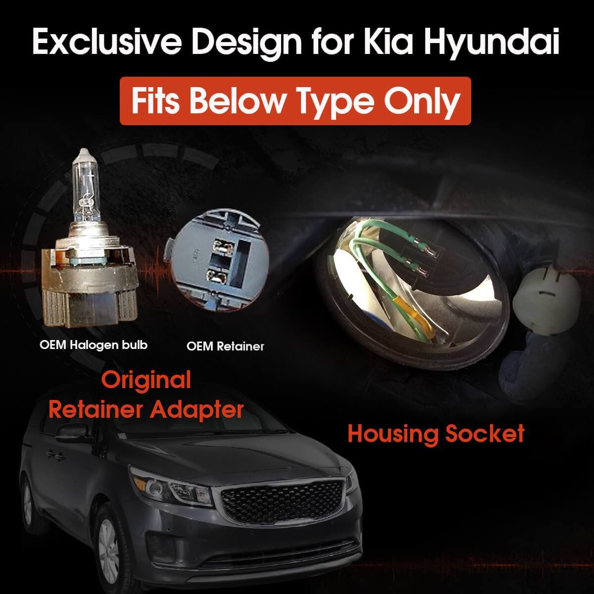 H7 LED Bulb Custom Retainer Adapter for Kia Hyundai | Pro-HK7, 2 Bulbs