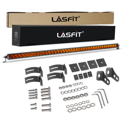 Lasfit 42" Off-Road LED Amber Light Bar With Slim Single Row Combo Flood Spot Design | Roof Rack Windshield Mount