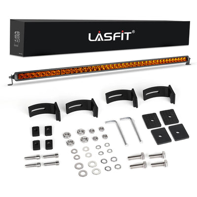 Lasfit 42" Off-Road LED Amber Light Bar With Slim Single Row Combo Flood Spot Design | Roof Rack Windshield Mount